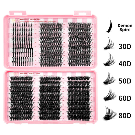 LAKANAKU 168 Fans Diy Cluster Lashes Cat Eye Lashes Invisible Band Premium Mink Manga Lash Clusters