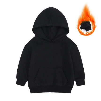 2026 Custom Winter Kids Boys Girls Clothes Children Hoodies Soild Cotton Thicken Fleece Sweatshirts Toddler Sport Pullover Top