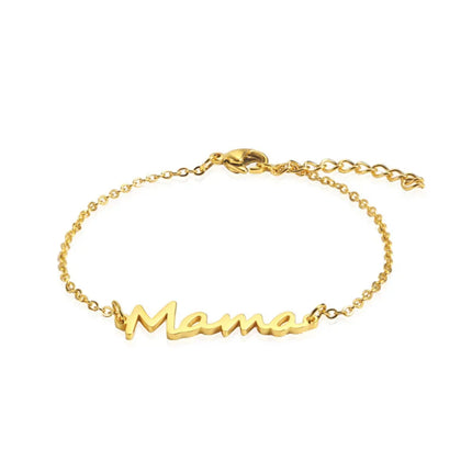 Skyrim Stainless Steel Gold Color Mama Letter Beads Charm Bracelet Red Rope Bracelets Women Waterproof Jewelry Mother's Day Gift