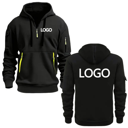 Custom printed hoodies for men and women, loose-fitting casual sportswear with zips, multi-pocket long-sleeve hooded jumpers