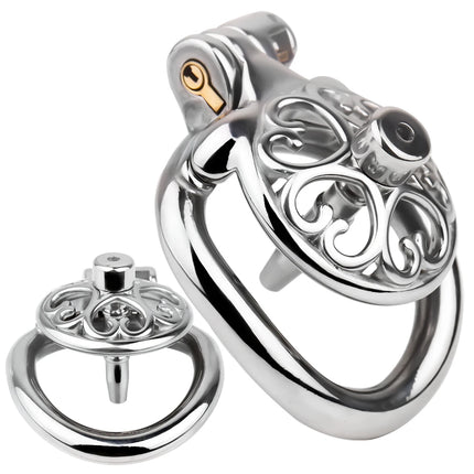 LEZEE Metal Chastity Cage With Urethral Plug Cock Cages Discreet Shipping Sexy Adult Male Penis Ring Metal Cockring Sex Toys