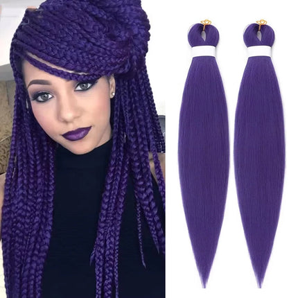 Synthetic Jumbo Braids DIY Ponytail 2Packs Long Purple Braiding Hair Pre Stretched Purple Stage Party Halloween Costume Cosplay