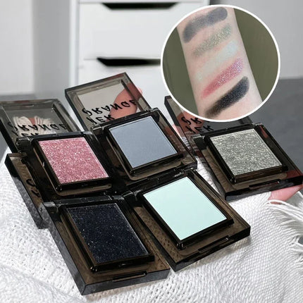 Smoky Blue-gray Eye Shadow Palette Sweet Cool Single Color Mini Eyeshadow Palette Pearl Matte Shimmer Brightening Eyes Makeup