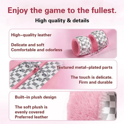 Exotic Bed Set Kits Exotic Toys Adults Games Leather Handcuffs Whip Gag Nipple Clamps Women Products
