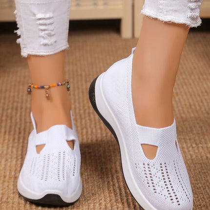 Women's shoes Solid Color Breathable Sneakers, casual sneaker women's summer sneakers, Low-top Knitted Casual Shoes Mom Shoes