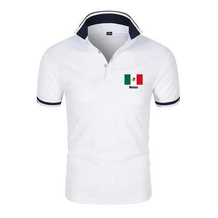 2026 Mexico Flag Summer New Men's Football Team Print Six-color Polo Shirt Casual Regular Fashion Lapel Tops Short Sleeve