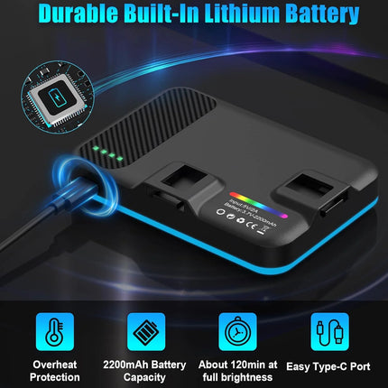 LED Video light, 2500K-6500K RGB selfie light, iPhone-CRI 97+, 2200mAh camera light, 3CCT/RGB 360° full color /20 lighting effec
