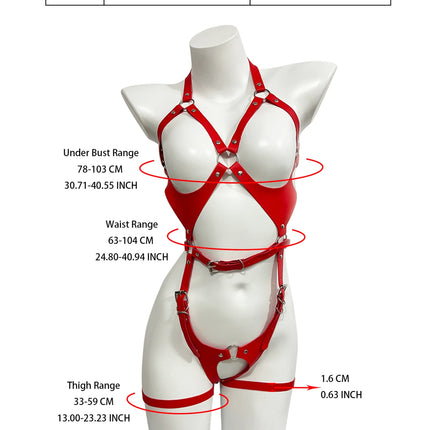 Women Sexy Body Harness Belt PU Leather Belt Bdsm Bondage Lingerie Harness Goth Fetish Clothing Festival Rave Outfit