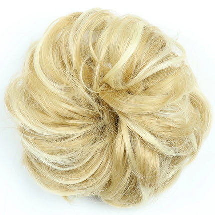Azqueen Synthetic Messy Bun Chignon Donut Gary Brown Color Hair Bun Pad Elastic Hair Rope Rubber Band Hair Extensions