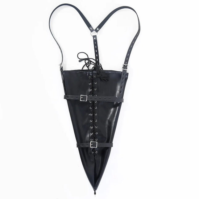 Professional Leather Arm Restraint Binder Bondage Sack Human Objectification Gear BDSM Slave Role Play Sex Toy for Gay Couples
