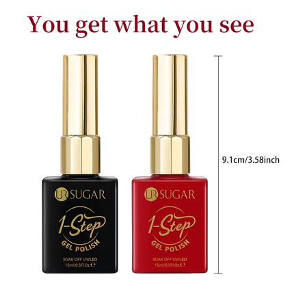 UR SUGAR 15ml 1 Step Gel Polish 3 IN 1 Red Pink Glossy Nail Soak Off LED UV Gel Nail Varnishes No Need Base Gel and Top Coat