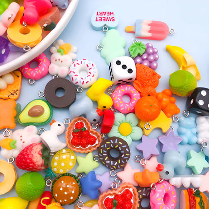 Random Assortment of Cartoon Charms: 10/20/30pcs Resin Pendants (Approx. 20mm), Resin Accessories for Kids' Handmade Jewelry.