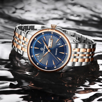 PAAZOMU Luxury Watch for Men Elegant Date Week Waterproof Luminous Men's Quartz Stainless Steel Sports Watch reloj