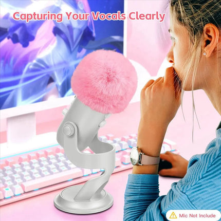 CCDDBG 2X Mic Foam Cover for Blue Yeti Microphone,Mic Foam Cover with Furry Windscreen Muff Windshield for ZealSound K66 Pink