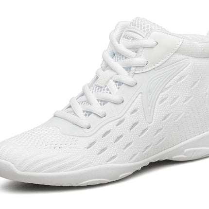 BAXINIER Girls White High Top Cheerleading Shoes Lightweight Youth Cheer Competition Sneakers kids Training Dance Tennis Shoes