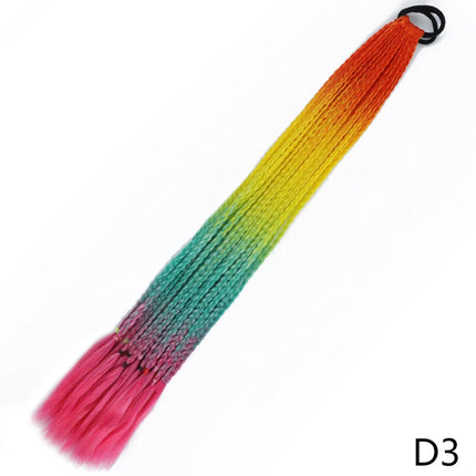 AZQUEEN Synthetic Gradient Color Dirty Braided Ponytail 60CM Elastic Rubber Band Braiding Pony Tail Hair Extensions For Girls