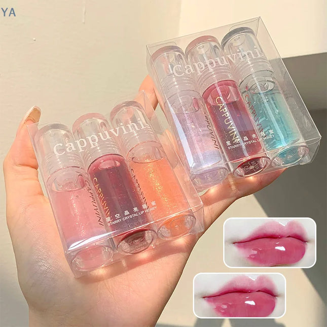 [YA]Cappuvini Transparent Crystal Jelly Lip Gloss Shiny Clear Mirror Moisturizing Lip Balm Glitter Liquid Lipstick Lip Oil