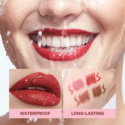 1/4Pc Mini Waterproof Matte Lipliner Pencil Pink Brown Contour Tint Lipstick Lasting Non-stick Cup Moisturising Lips Makeup Kit