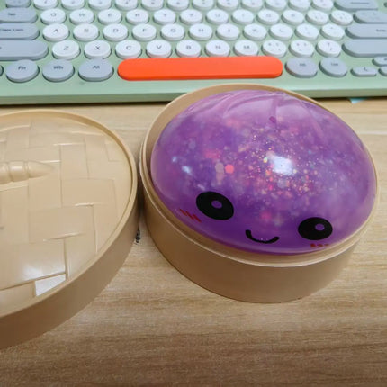 Hot Glitter Dumpling Squishy with Box Dumplings Sensory Squeeze Toy for Stress Relief Fans Gift