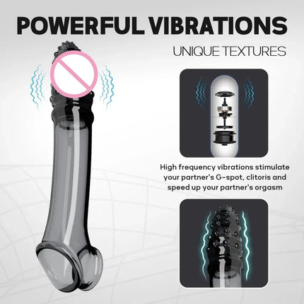 Penis Sleeve Extensions Condom Male Enlargement Delay Vibrators Clits Massager Cock Ring Vibrating Penis Cover Sex Toys For Men