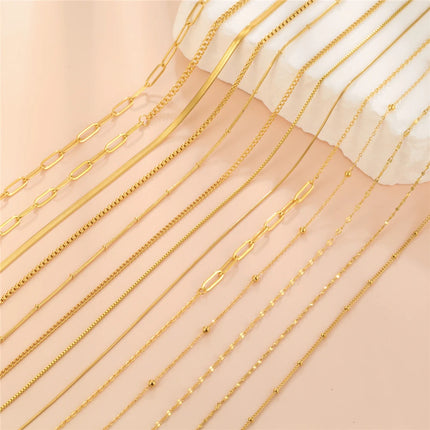 Skyrim Stainless Steel Gold Color Chain Necklace Women Minimalist Cuban Paperclip Twisted Snake Chain Fashion Jewelry Wholesale