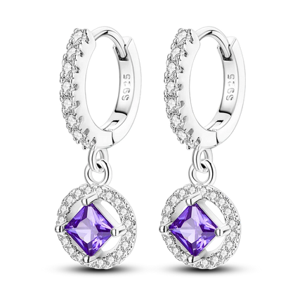 925 Sterling Silver Purple Series Feather Butterfly Dream Catcher Firefly Zircon Earrings for Women Luxury Jewelry Wedding Gift