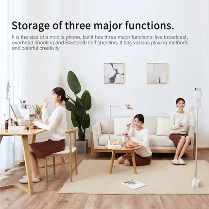 Multifunction PTZ Mobile Phone Live Dual Holder with 1000mAh Fill Light  Bluetooth Remote Control Retractable Shooting Stand