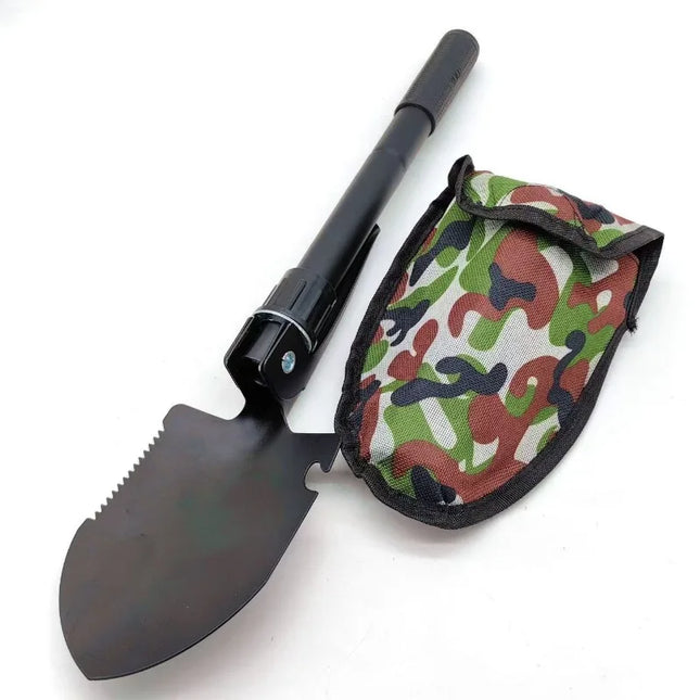 Outdoor Folding Shovel Mini Portable Camping Digging Tool with Compass Multifunctional Small Tactical Shovel for Hiking Fishing