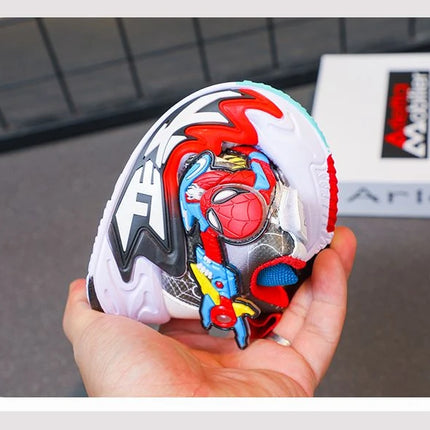 Kids'Casual Shoes Mesh Spider-Man Spring Shoes For Boys Flat Outdoor Basketball Anti-slip Breathable Blue Red Shoes Size 27-38