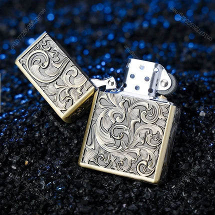 ZORRO zk series kerosine lighter, pure copper, various retro relief patterns, old-fashioned grinding wheel windproof lighter