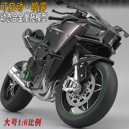 Spray 1:6 Kavvasaki Racing Ninja 500 H2R Motorcycle Simulation Sound Light   Fast And Furious Kid Gift Collection  value Display