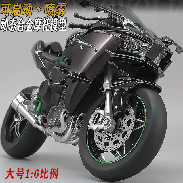 Spray 1:6 Kavvasaki Racing Ninja 500 H2R Motorcycle Simulation Sound Light   Fast And Furious Kid Gift Collection  value Display