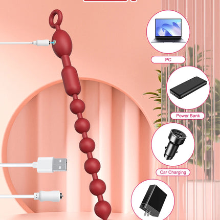 Anal Beads Vibrator Butt Plug Silicone 9 Vibration Modes Anal Plug Vibrating Sex Toys Bullet Vibrator for Men Women Couples