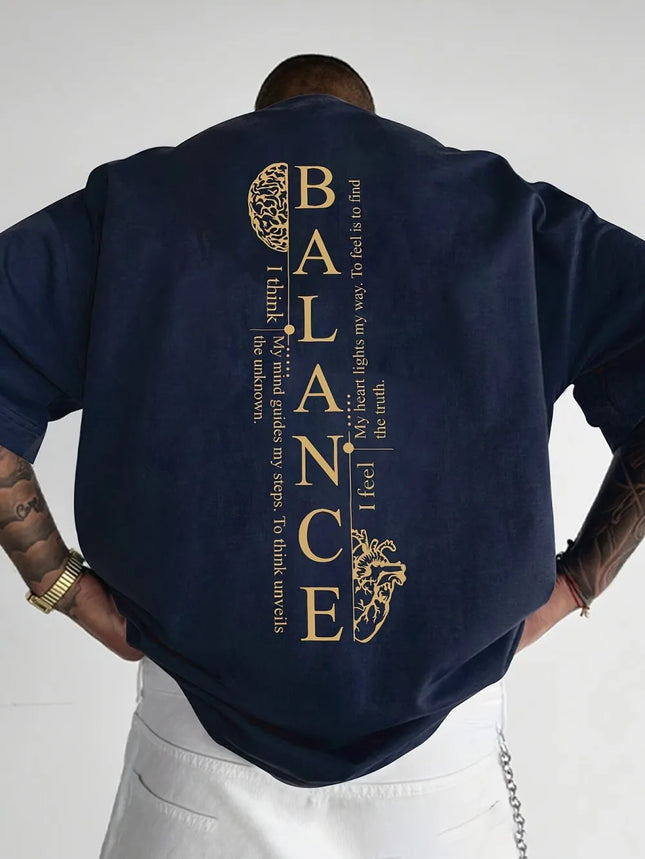 Fashionable New Men's Large Letter Printed Breathable Comfortable Crew Neck T-Shirt Summer Outdoor Urban Casual Top