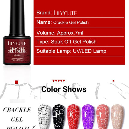 7ml Crackle Gel Nail Polish Cracking Nail Gel Quick Dry Nail Art Varnishes Hybrid Semi Permanent Soak Off Base Top Coat tool