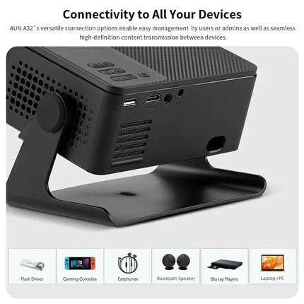 AUN A32 Pro Android 13 Projector Portable Cinema Home Theater MINI Kids Game LED Projectors 3D WIFI for Phone 4K Video 1080P