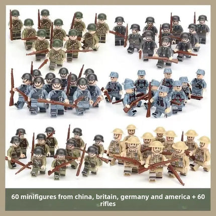 Building blocks World War II soldier figures, marine humanoid dolls educational toys mini figures birthday gifts cartoon figures