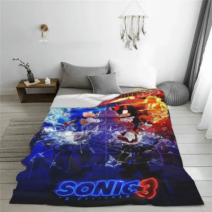 Sonic Poster Blanket 100x150cm - Soft Warm Throw Bedspread / Couverture Sonic 100x150cm - Jeté Doux Chaud