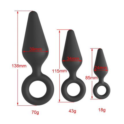 Silicone Butt Plug Ring Anal Plugs Unisex Sex Stopper 3 Different Size Adult Toys for Men/Women Anal Trainer For Couples SM