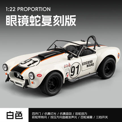 1:22 Cobra convertible Classic vintage car Alloy Metal Diecast Model Car Sound & Light Pull Back Toy Gift
