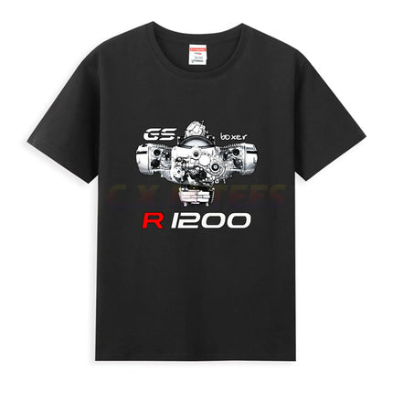 Hot Sale Summer 100% Cotton Black BMW Boxer Engine Motorcycles  CT Shirt Men Short Sleeves Tee Hip Hop Streetwear T-shirt