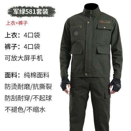 Thickened Work Uniform Set for Men Spring Autumn Auto Repair Welding Heat Resistant Wearable Labor Protection Clothing for Co...