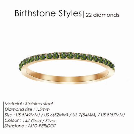 EManco Rhinestone Birthstone Stainless Steel Ring Luxury Jewelry Gift 12 Zodiac Sparkling Rings for Women Wholesale US5/6/7/8