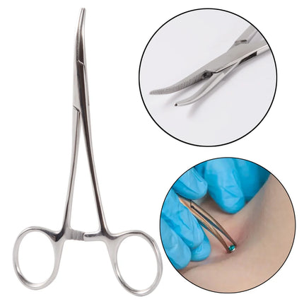 1PC Surgical Steel Professional Belly Ear Tongue Septum Lip Piercing Forceps Tweezer Clamp Self-Locking Piercing Needle Tool