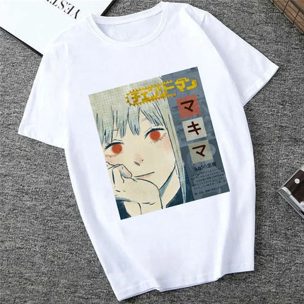 Japanese Anime Denji Tshirt Unisex Chainsaw women T Shirt Women Funny Cartoon Pochita Makima T-shirt Graphic Tees Tops Female 90