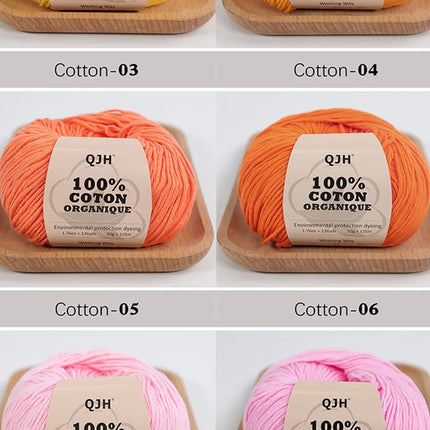 3PCS 100% Organic Cotton Yarn Machine Washable For Adult Baby Sweaters/Gloves/Scarves/Hats Etc. 50 gr (1.76 oz) 125 m (136 yrd)
