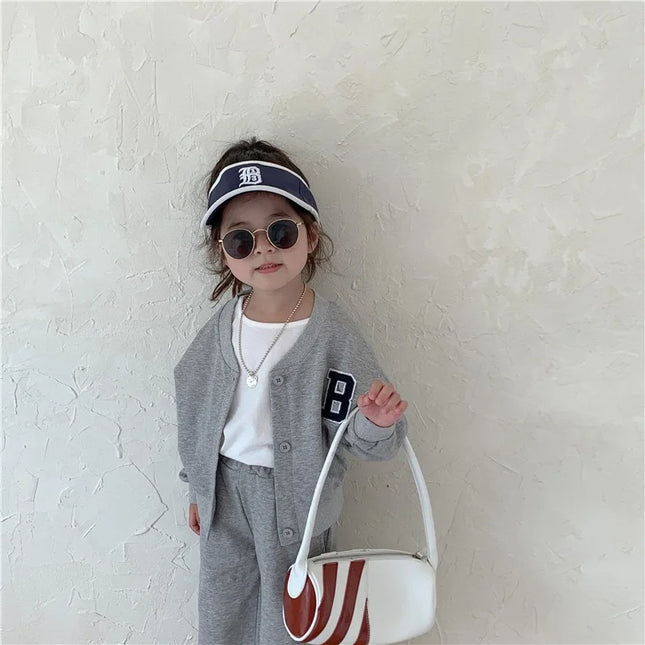 Girls' Sports Sets Baby Round Neck Long-Sleeved Top and Pants 2-Piece Spring Autumn New Children's Fashion Casual Suit 12M-10 Years
