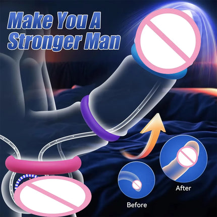 3 Pcs Reusable Silicone Cock Penis Rings Enlargers Erection Enhancing Long Lasting Ejaculation Adult Sex Toys for Men or Couple