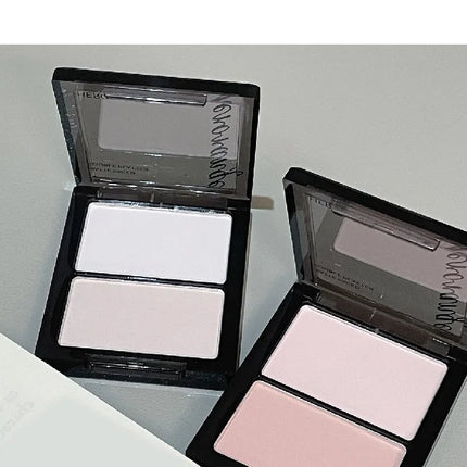 Face Brightening Highlighter,2 Colors Matte Platte Dry and Wet Natural Brightening Setting Powder,High Gloss Face Comestics