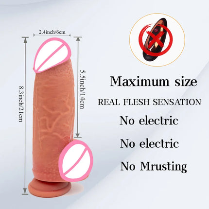 1pc 8.6inch Thrust Realistic Dildo Vibrator With 10 Telescopic And 10 Vibration Modes With Heating, Silicone Soft Realistic Remote Control Adult Sex Toy For G-spot Vibration Stimulation With Powerful Suction Cup